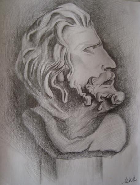 石膏人物头像素描